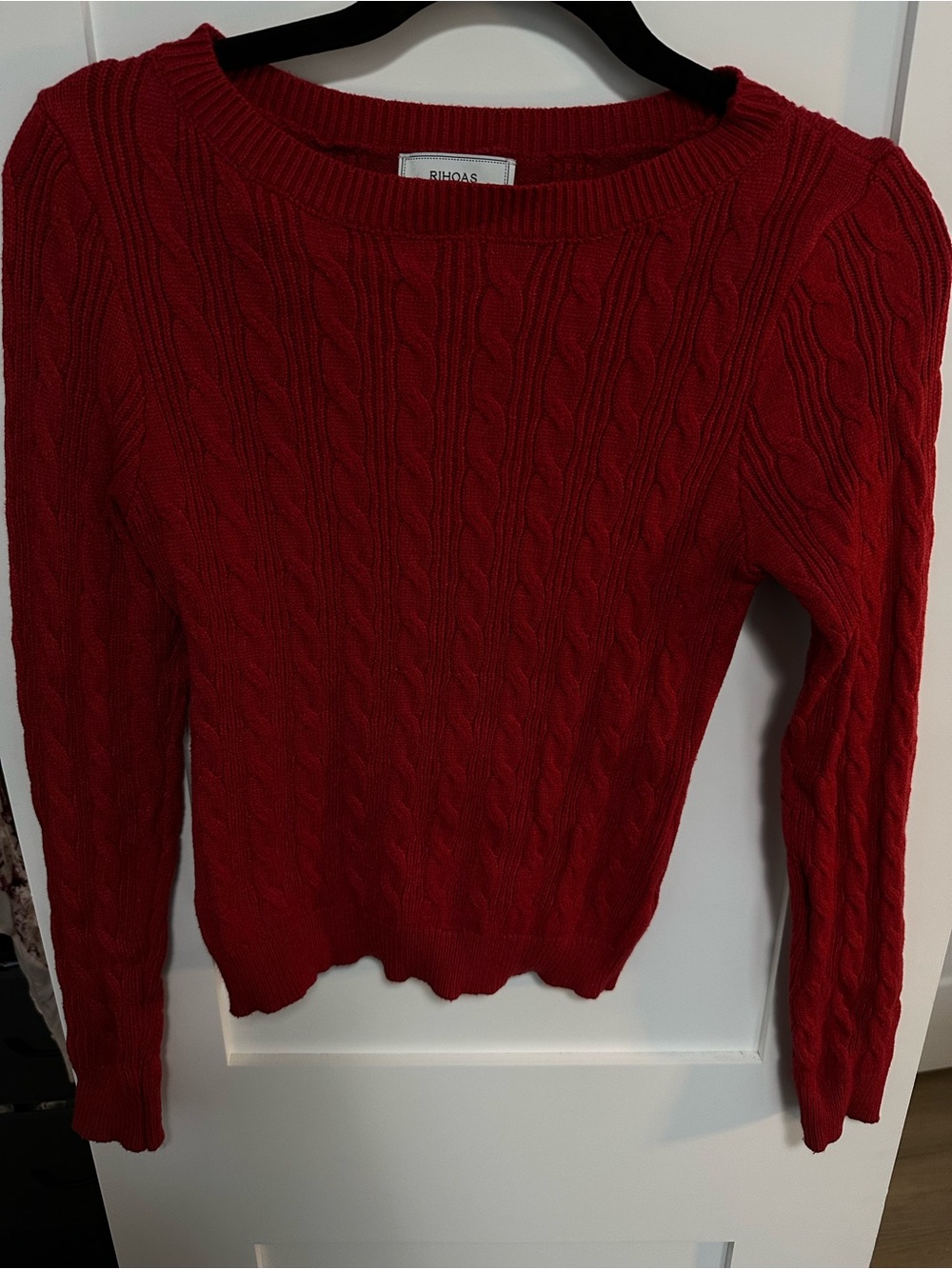 RIHOAS Red Cable Knit Women's Sweater - Size M